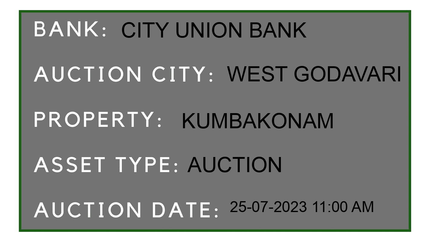 Auction Bank India - ID No: 160115 - City Union Bank Auction of City Union Bank Auctions for Land in Mogalthuru, West Godavari