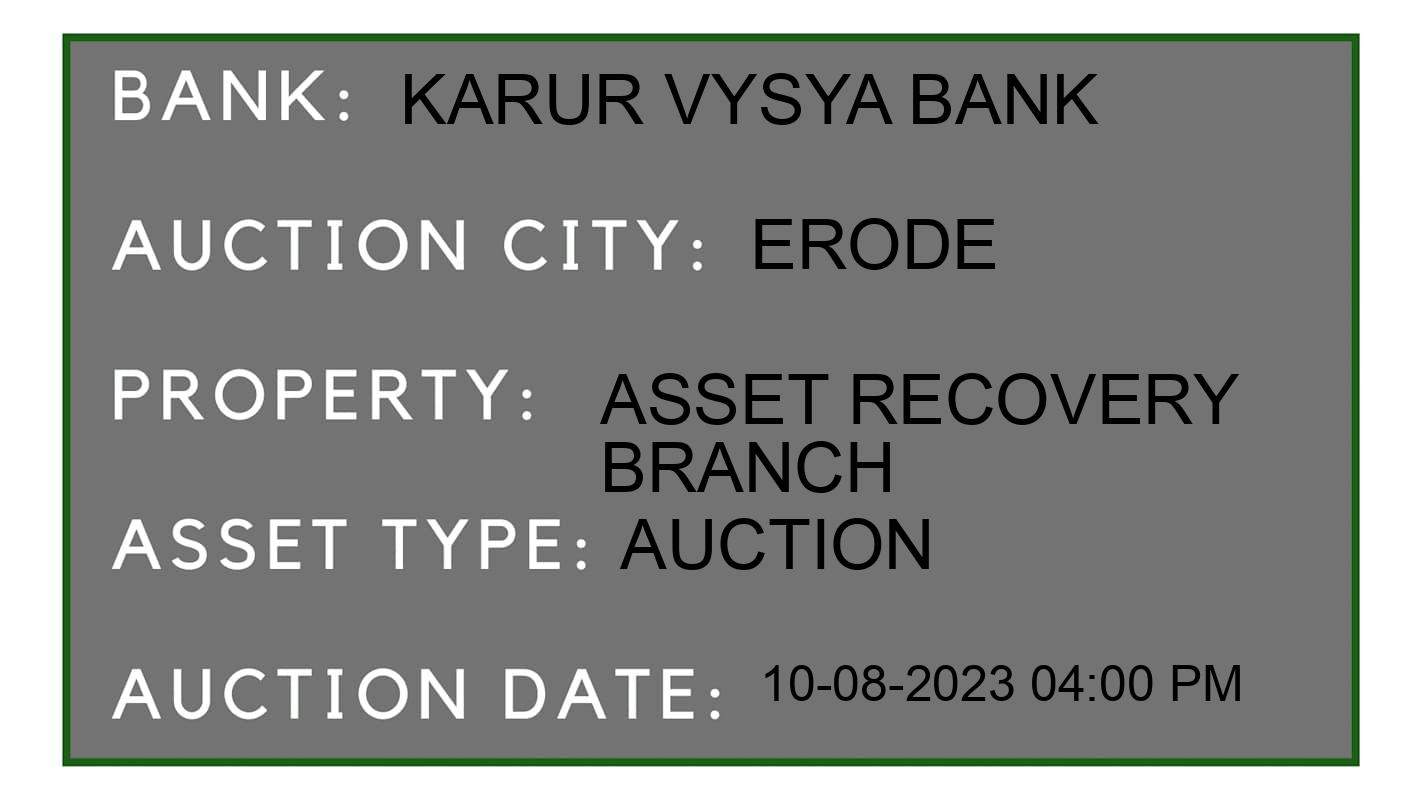 Auction Bank India - ID No: 160589 - Karur Vysya Bank Auction of Karur Vysya Bank Auctions for Land in Kavindapadi, Erode