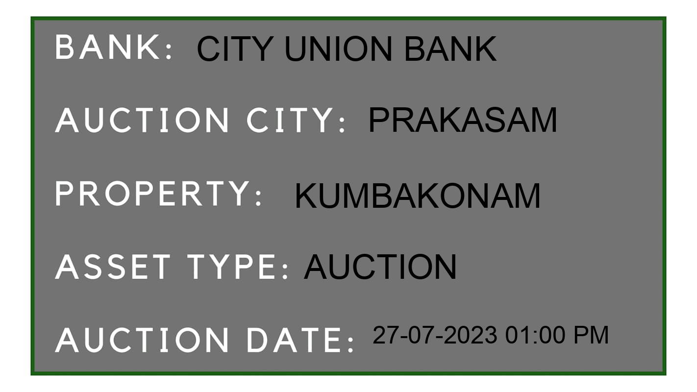Auction Bank India - ID No: 160804 - City Union Bank Auction of City Union Bank Auctions for Plot in Prakasam, Prakasam
