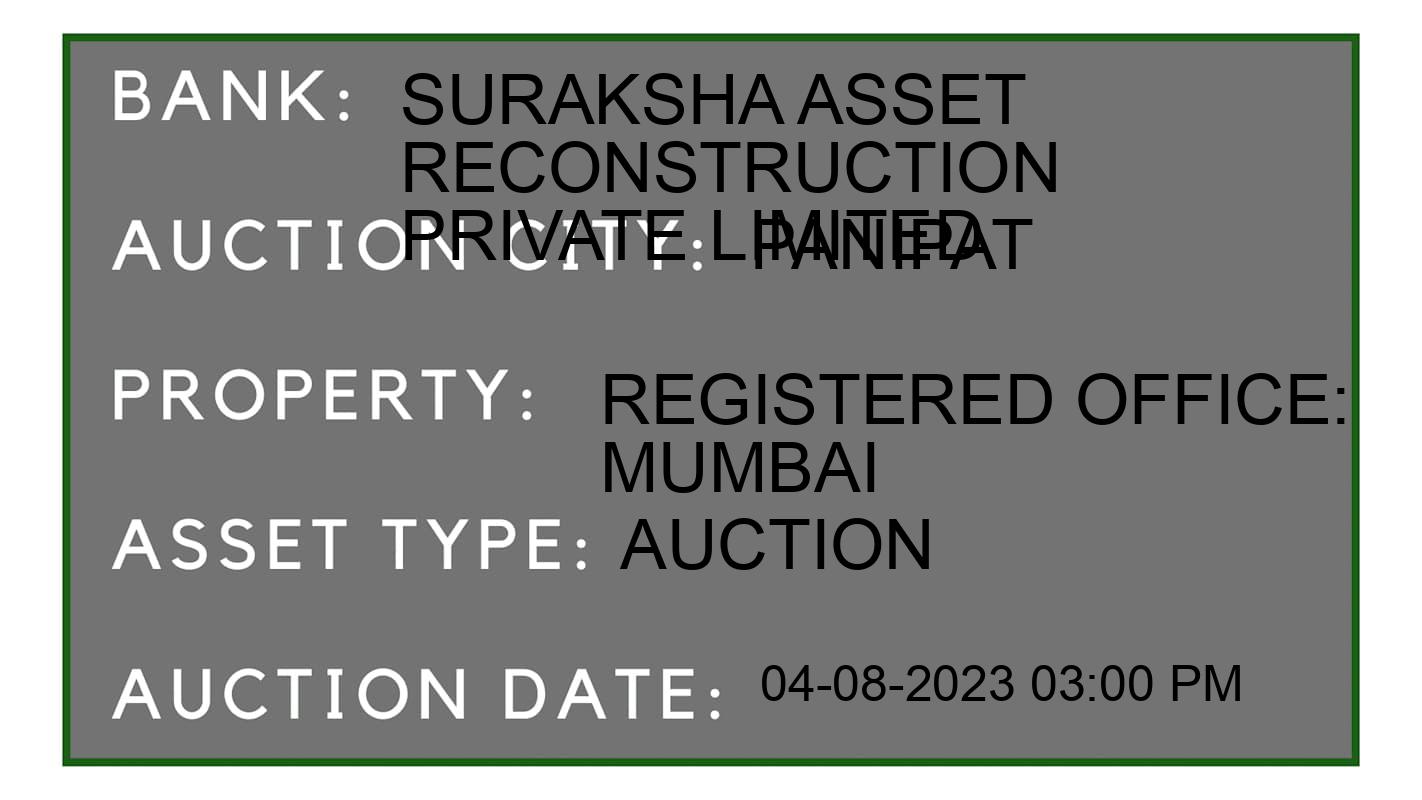 Auction Bank India - ID No: 160821 - Suraksha Asset Reconstruction Private Limited Auction of Suraksha Asset Reconstruction Private Limited Auctions for Commercial Property in Panipat, Panipat