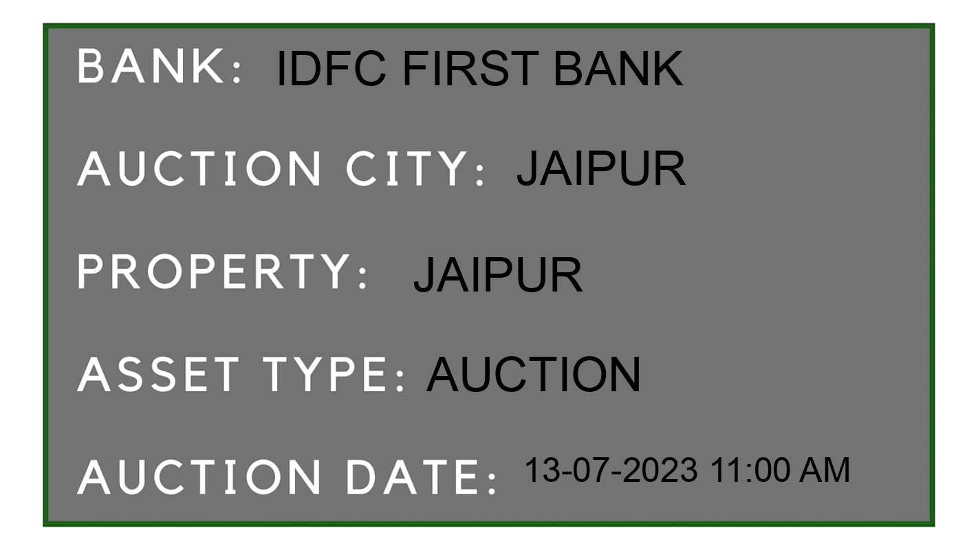 Auction Bank India - ID No: 160998 - IDFC First Bank Auction of IDFC First Bank Auctions for Commercial Shop in JAIPUR, Jaipur