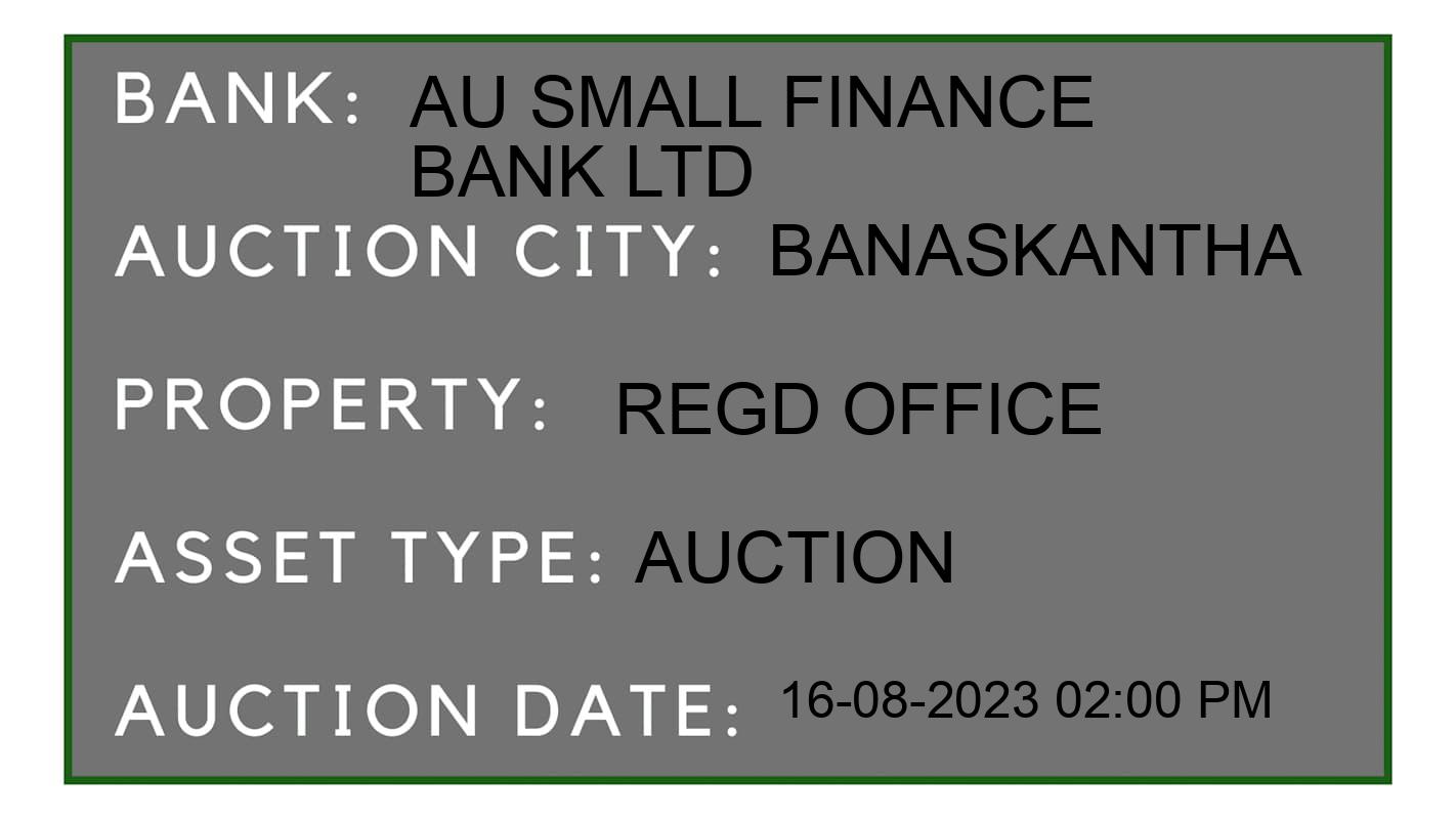 Auction Bank India - ID No: 161134 - AU SMALL FINANCE BANK LTD Auction of AU SMALL FINANCE BANK LTD Auctions for Land And Building in Talod, Banaskantha