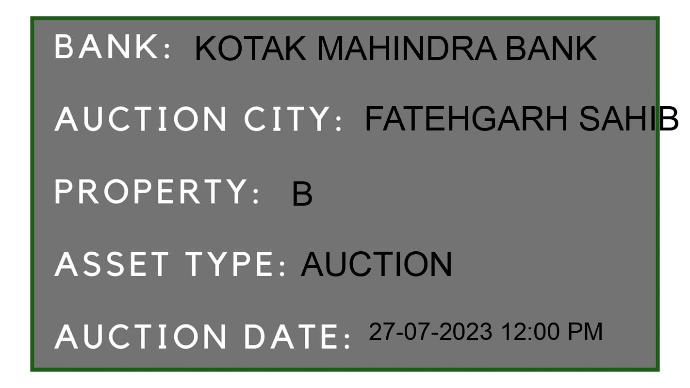 Auction Bank India - ID No: 161599 - Kotak Mahindra Bank Auction of Kotak Mahindra Bank Auctions for Residential House in KHALSA DAIRY, Fatehgarh Sahib
