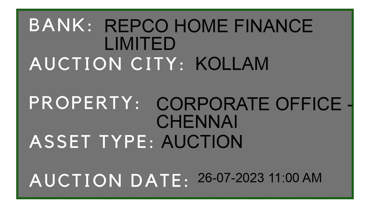 Auction Bank India - ID No: 161696 - Repco Home Finance Limited Auction of Repco Home Finance Limited Auctions for Land in Kollam, Kollam
