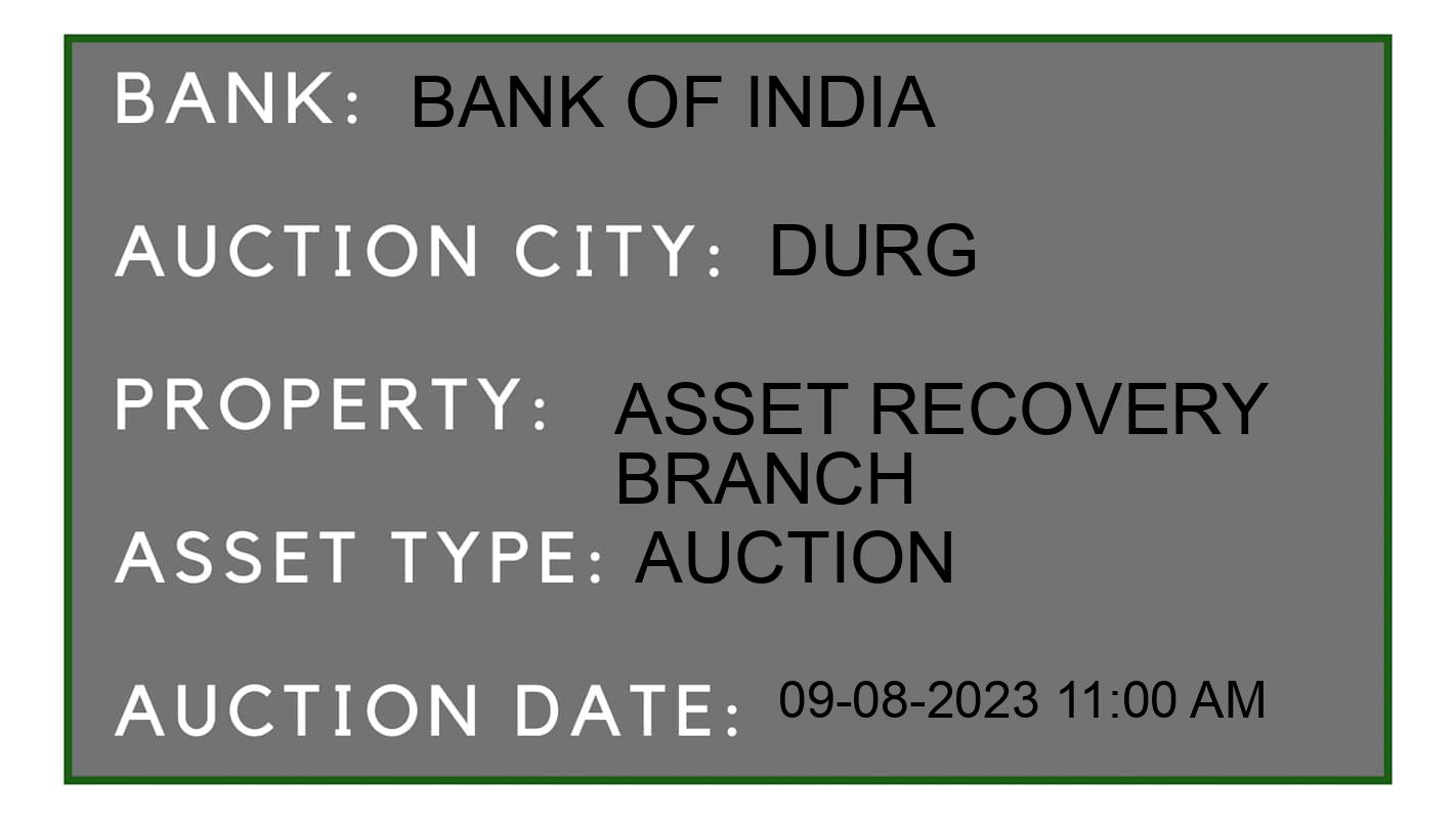 Auction Bank India - ID No: 161793 - Bank of India Auction of Bank of India Auctions for Land And Building in Durg, Durg