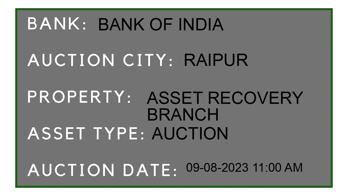 Auction Bank India - ID No: 161850 - Bank of India Auction of Bank of India Auctions for Commercial Property in Mahasamund, Raipur