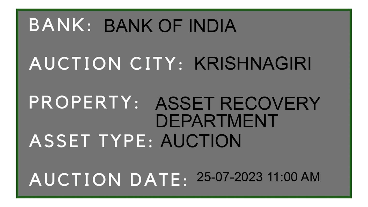 Auction Bank India - ID No: 162337 - Bank of India Auction of Bank of India Auctions for Residential Land And Building in Puligunda, Krishnagiri