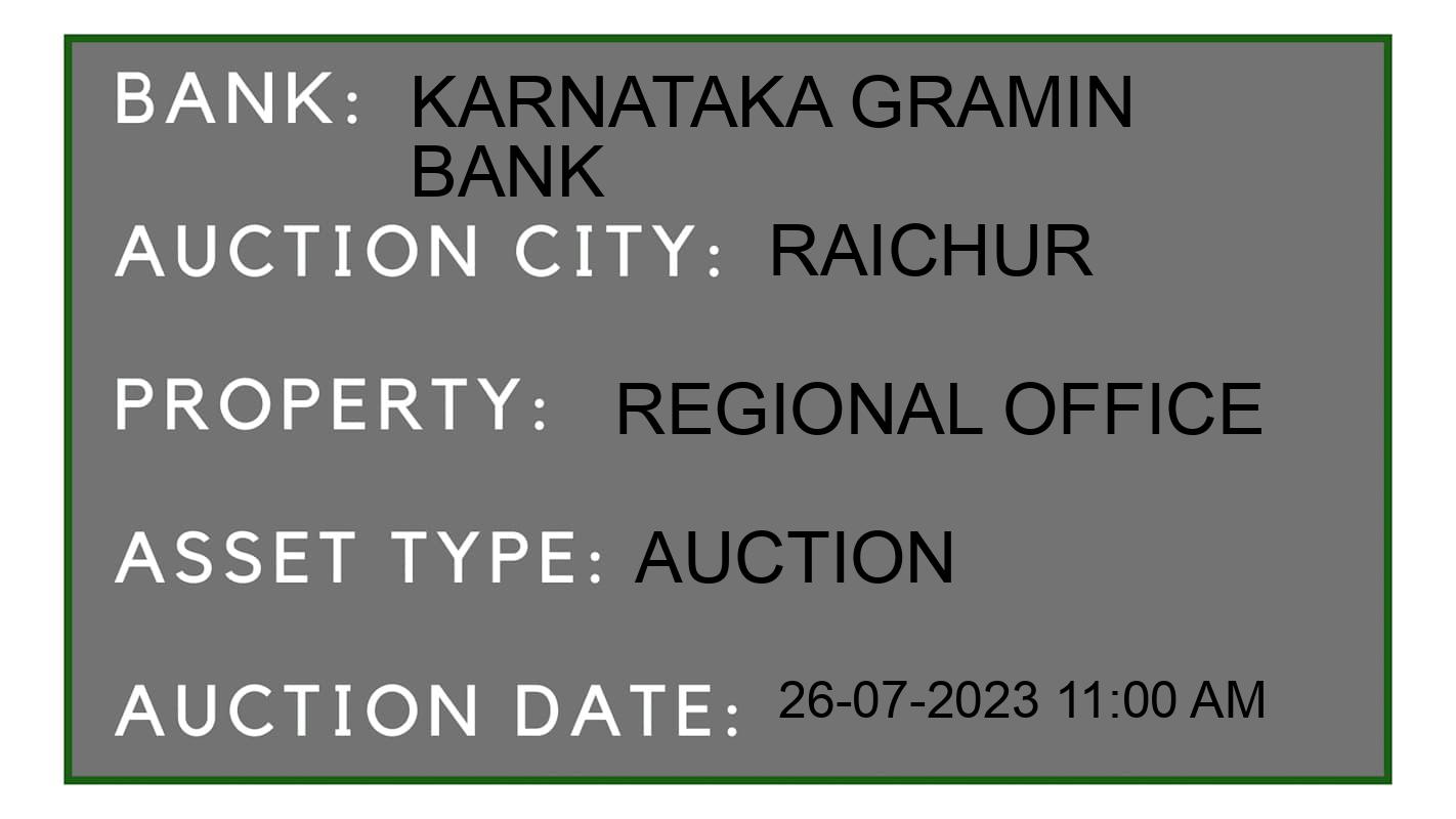 Auction Bank India - ID No: 162578 - Karnataka Gramin Bank Auction of Karnataka Gramin Bank Auctions for Land And Building in Uday Nagar, Raichur