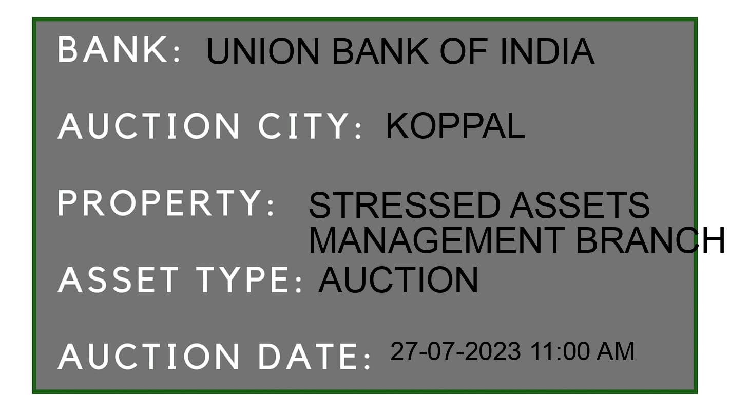 Auction Bank India - ID No: 163168 - Union Bank of India Auction of Union Bank of India Auctions for Plot in Gangavathi, Koppal