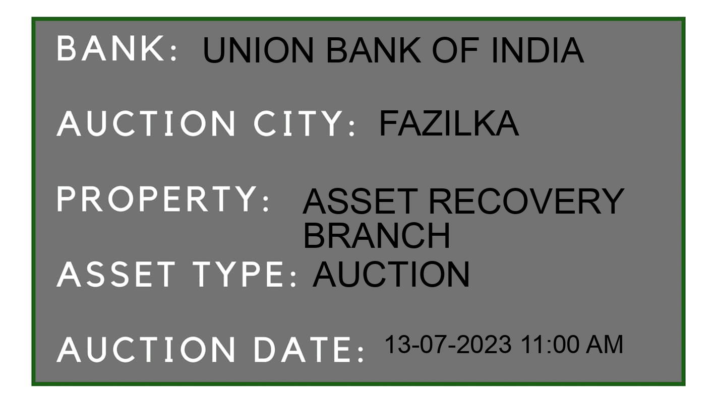 Auction Bank India - ID No: 163259 - Union Bank of India Auction of Union Bank of India Auctions for Residential House in Muktsar, Fazilka