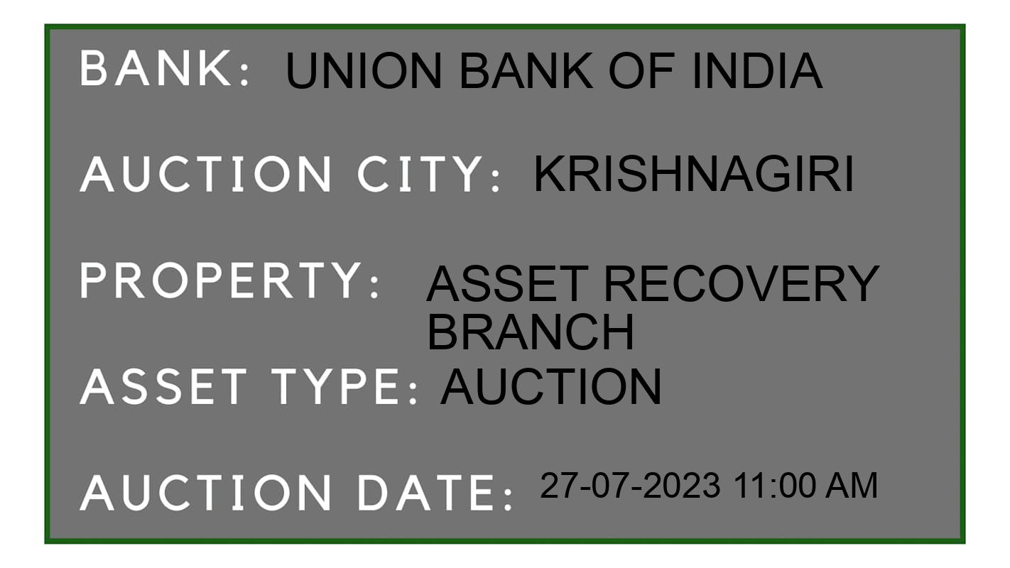 Auction Bank India - ID No: 163842 - Union Bank of India Auction of Union Bank of India Auctions for Residential Flat in krishnagiri, Krishnagiri