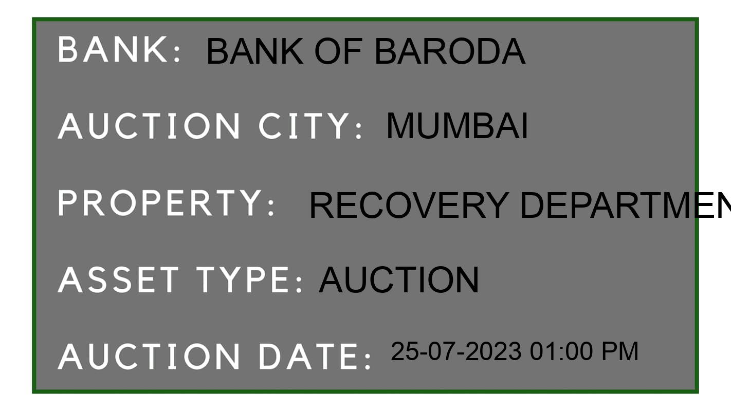 Auction Bank India - ID No: 164313 - Bank of Baroda Auction of Bank of Baroda Auctions for Vehicle Auction in Kalina, Mumbai