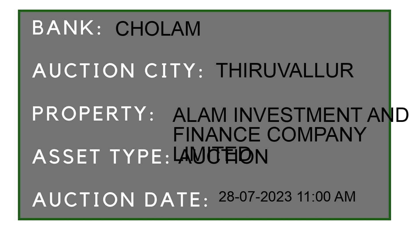 Auction Bank India - ID No: 164390 - Cholam Auction of Cholamandalam Investment And Finance Company Limited Auctions for Land in Ponneri tal, Thiruvallur