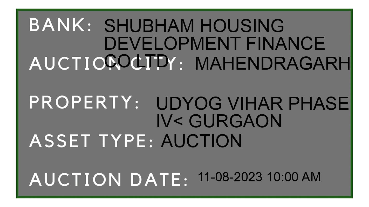 Auction Bank India - ID No: 165030 - Shubham Housing Development Finance Co Ltd Auction of Shubham Housing Development Finance Co Ltd Auctions for Plot in Mahendragarh, Mahendragarh