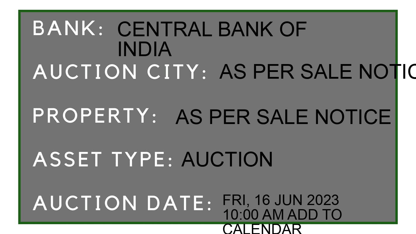 Auction Bank India - ID No: 165106 - Central Bank of India Auction of Central Bank of India