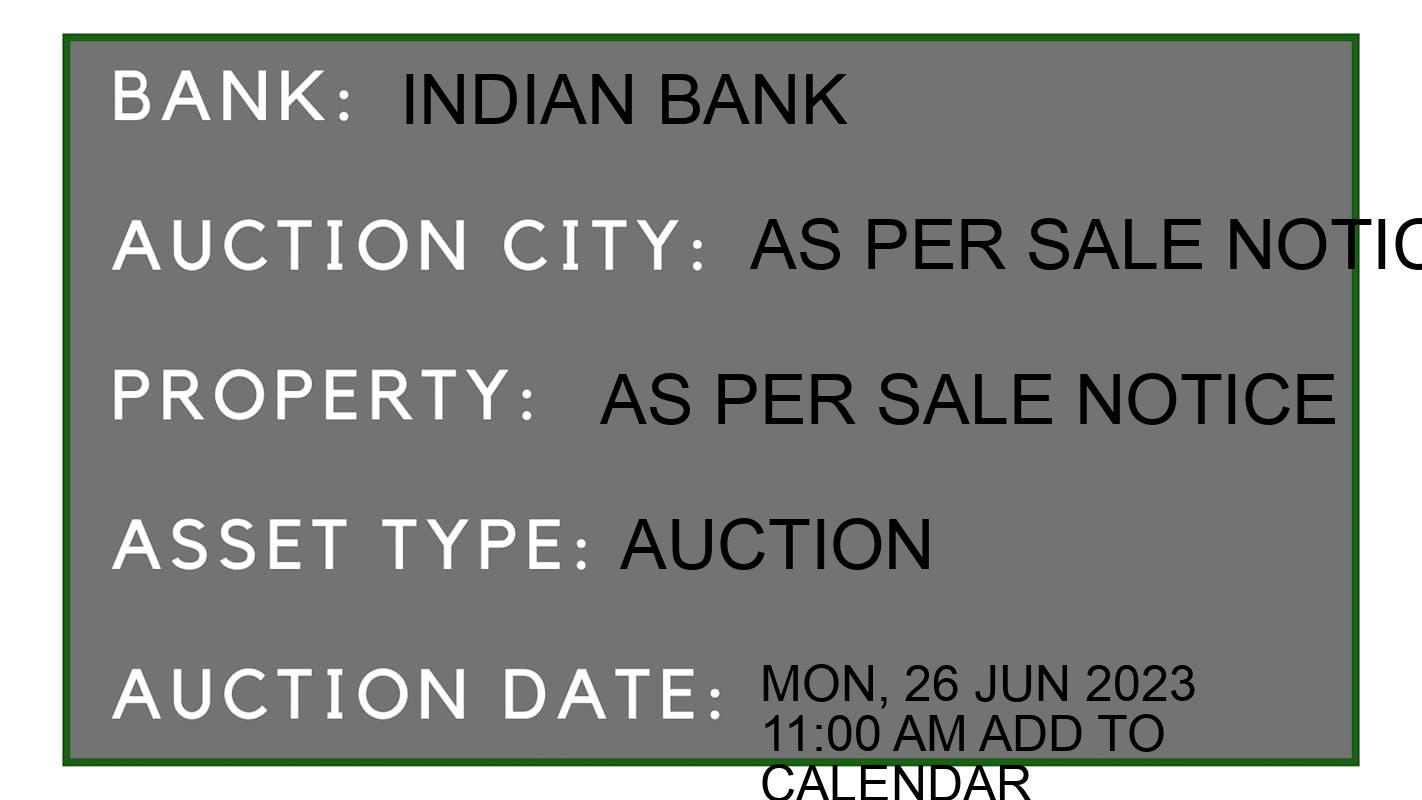 Auction Bank India - ID No: 165107 - Indian Bank Auction of Indian Bank