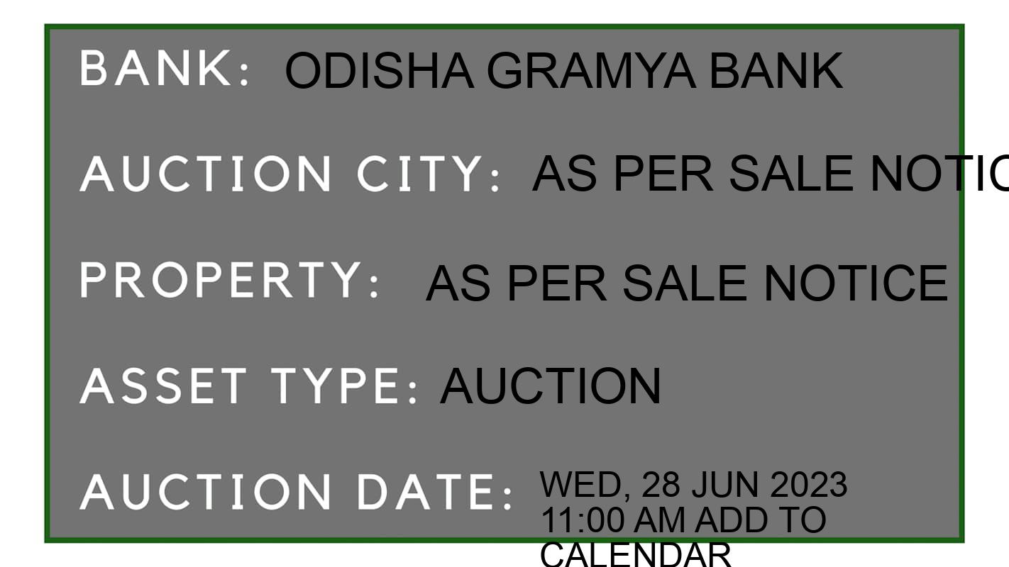 Auction Bank India - ID No: 165125 - Odisha Gramya Bank Auction of Odisha Gramya Bank