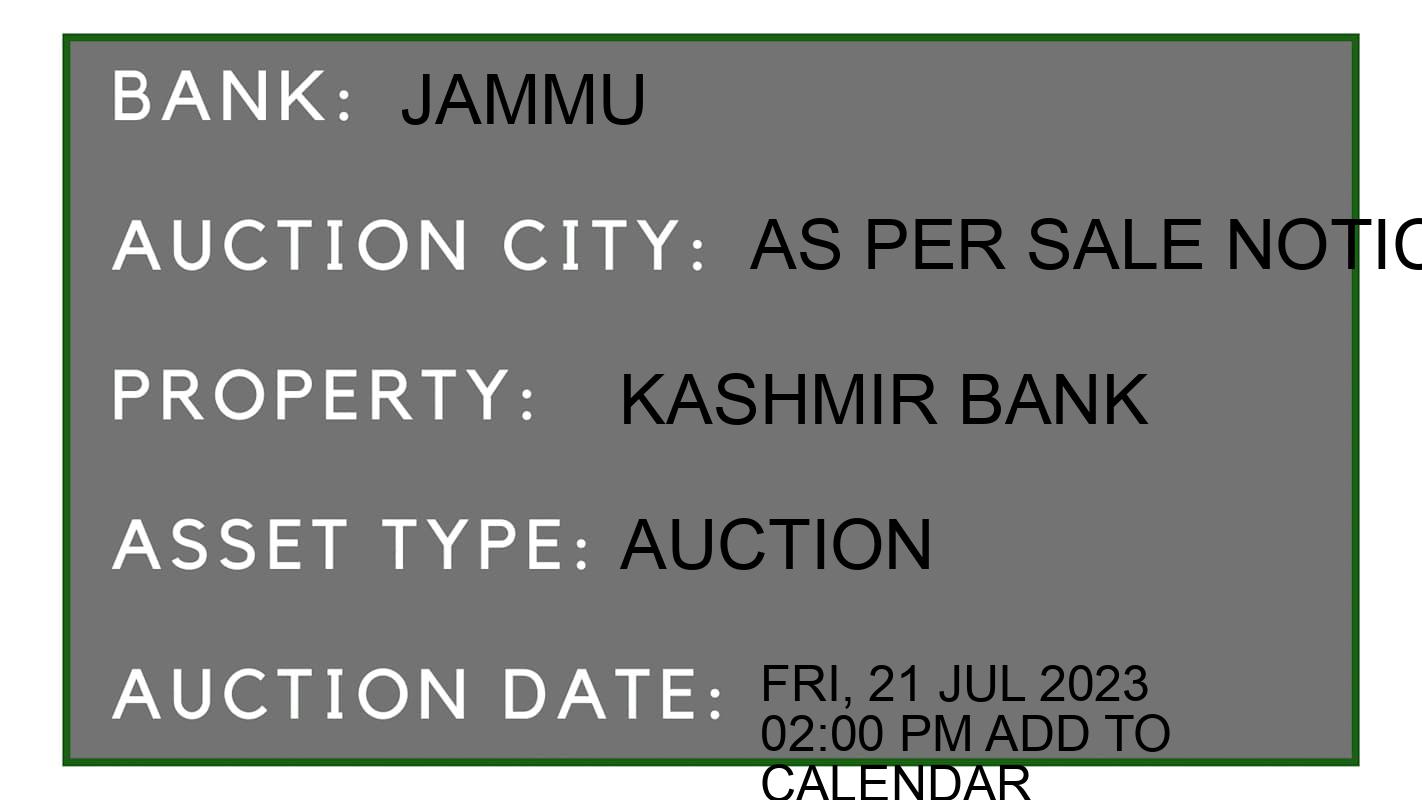 Auction Bank India - ID No: 165129 - Jammu  Auction of Jammu and Kashmir Bank