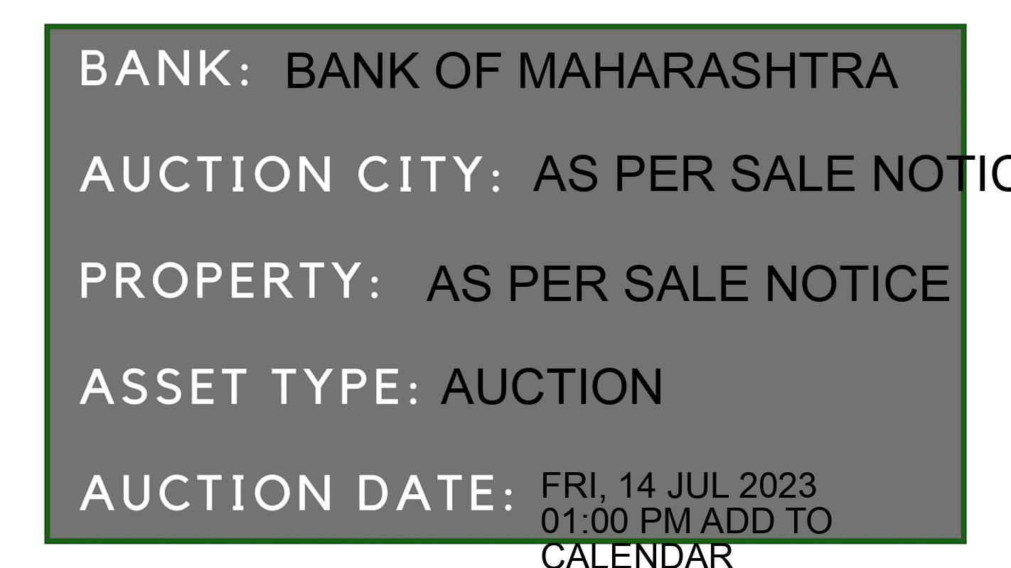 Auction Bank India - ID No: 165140 - Bank of Maharashtra Auction of Bank of Maharashtra