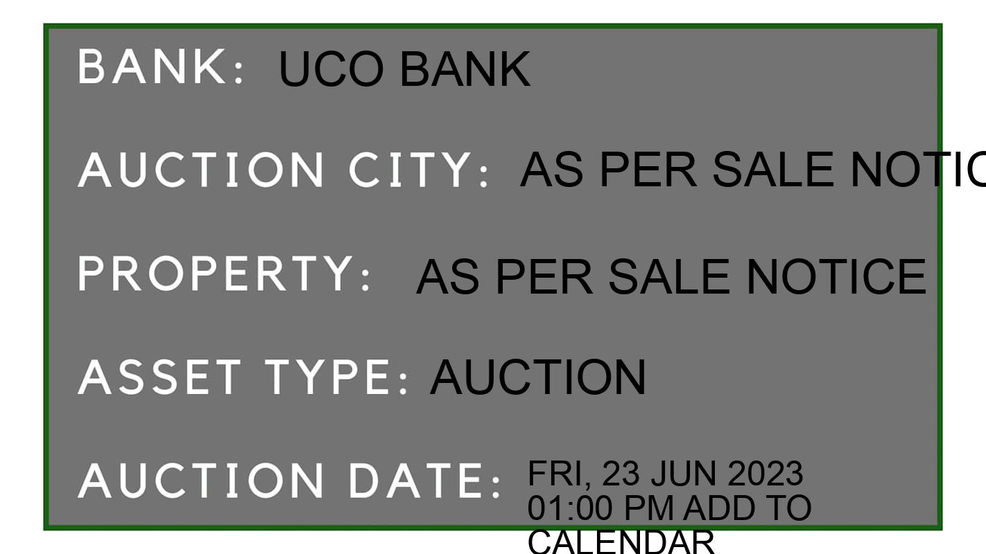 Auction Bank India - ID No: 165154 - UCO Bank Auction of UCO Bank