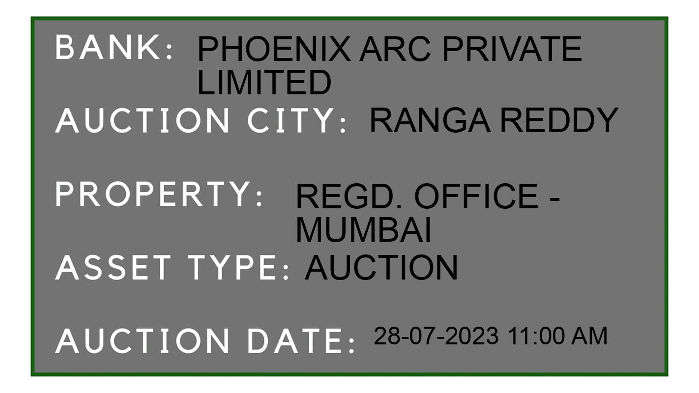 Auction Bank India - ID No: 165185 - Phoenix ARC Private Limited Auction of Phoenix ARC Private Limited Auctions for Residential Flat in Kukatpally, Ranga Reddy