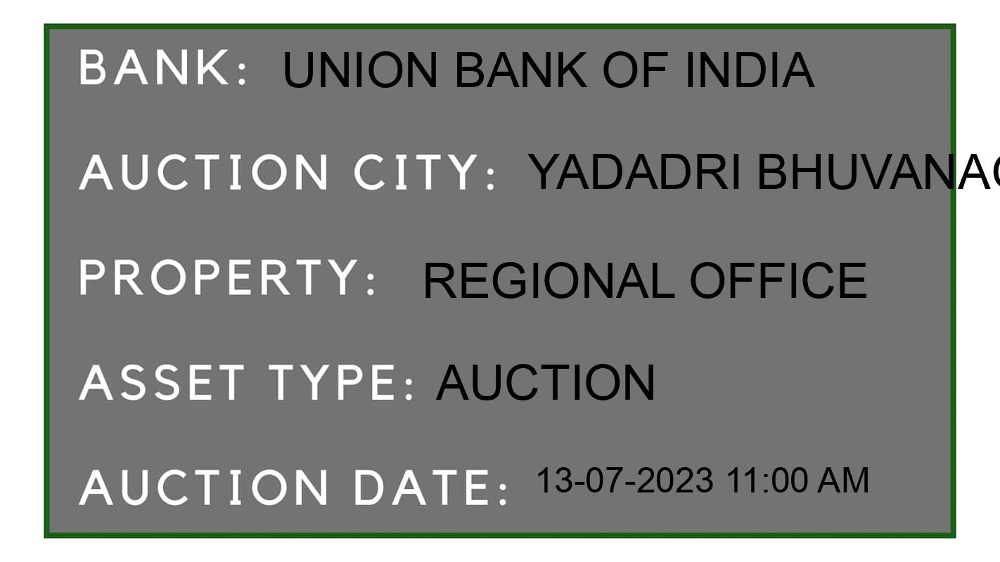 Auction Bank India - ID No: 165232 - Union Bank of India Auction of Union Bank of India Auctions for Residential Flat in Yadagiri, Yadadri Bhuvanagiri