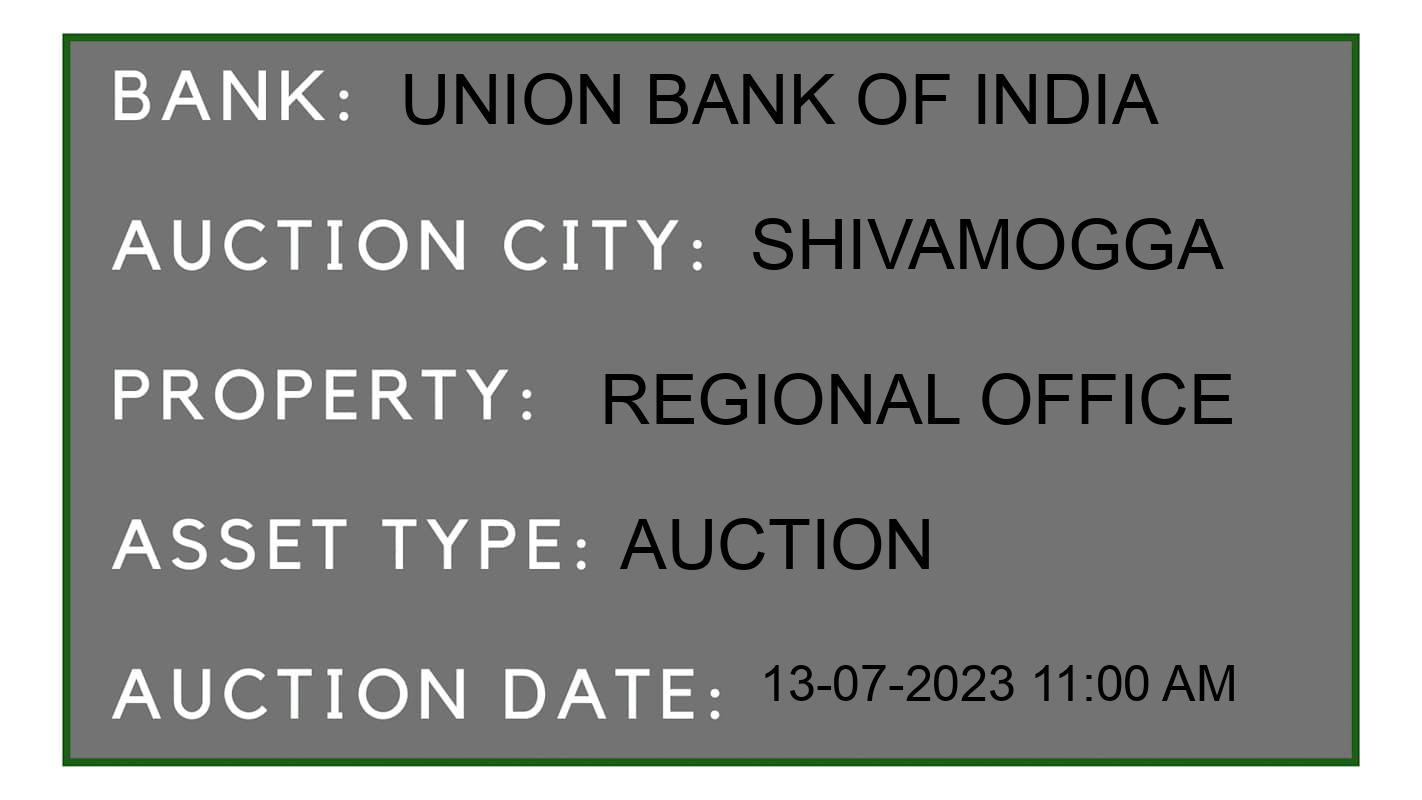 Auction Bank India - ID No: 165246 - Union Bank of India Auction of Union Bank of India Auctions for Land in shivamogga, Shivamogga