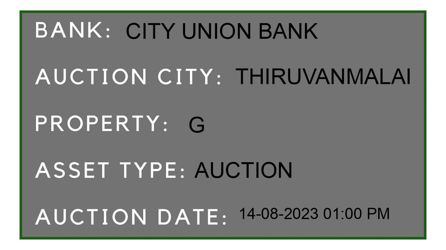 Auction Bank India - ID No: 165322 - City Union Bank Auction of City Union Bank Auctions for Plot in Arani Taluk, thiruvanmalai