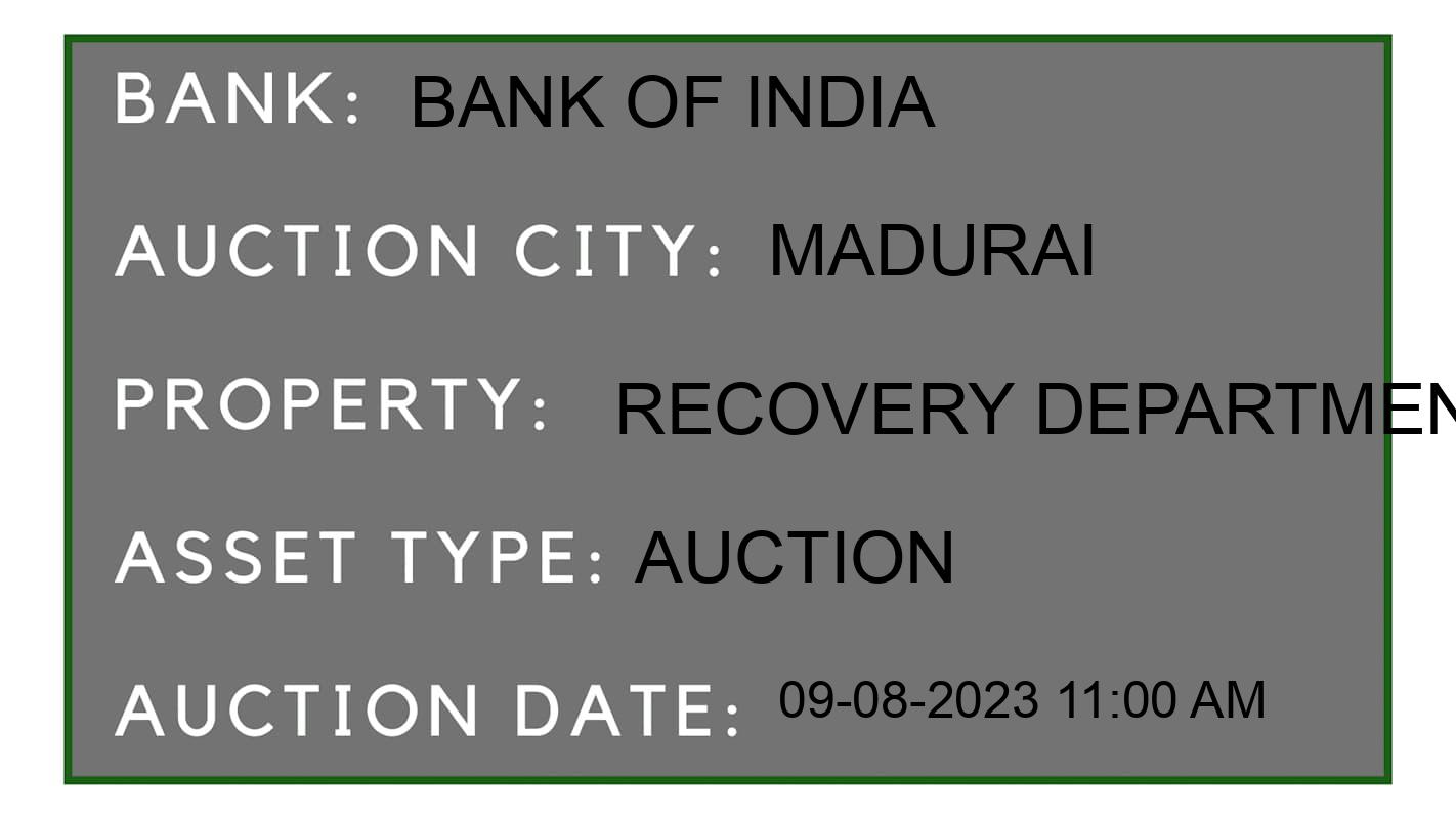 Auction Bank India - ID No: 165792 - Bank of India Auction of Bank of India Auctions for Land And Building in Madurai, Madurai