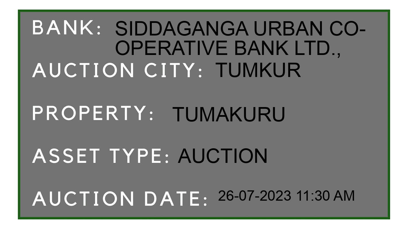 Auction Bank India - ID No: 166166 - SIDDAGANGA URBAN CO-OPERATIVE BANK LTD., Auction of 