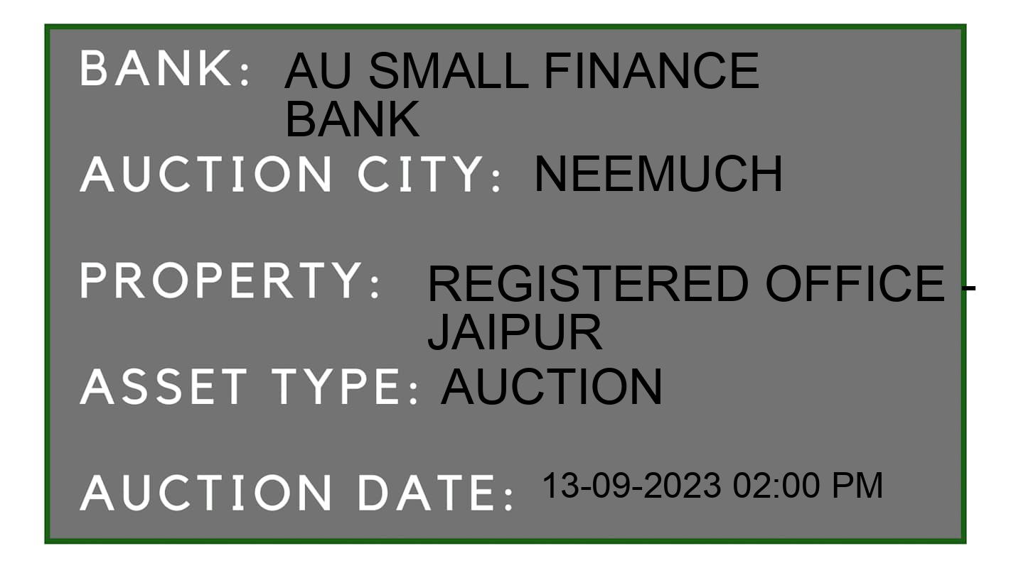 Auction Bank India - ID No: 168822 - AU Small Finance Bank Auction of 