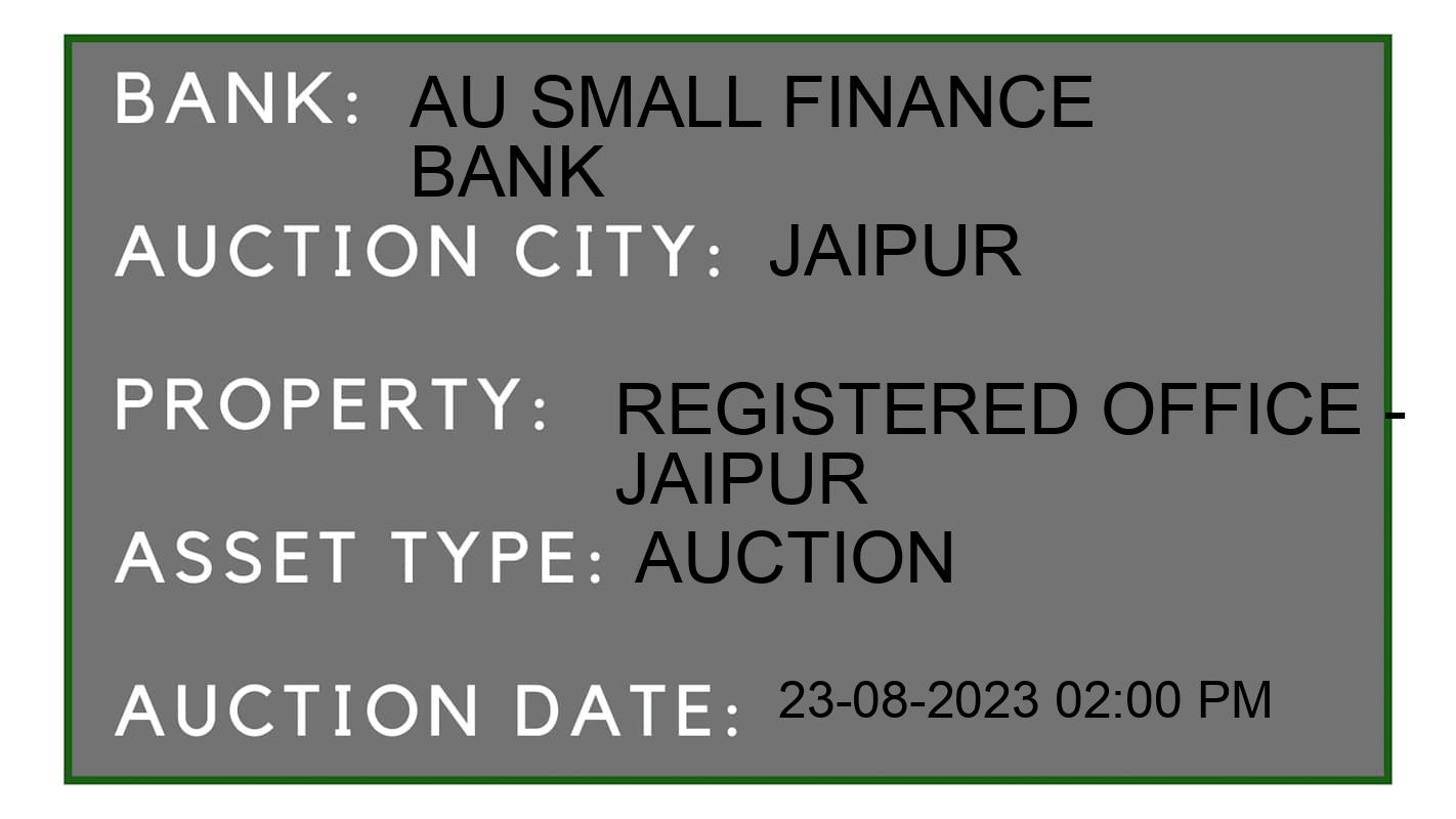 Auction Bank India - ID No: 168823 - AU Small Finance Bank Auction of 