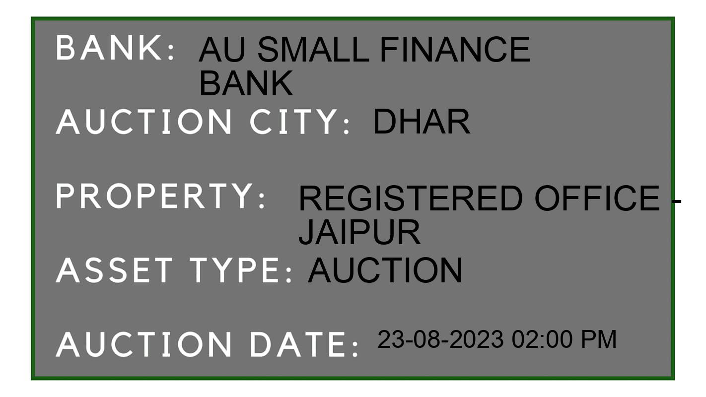 Auction Bank India - ID No: 168857 - AU Small Finance Bank Auction of 
