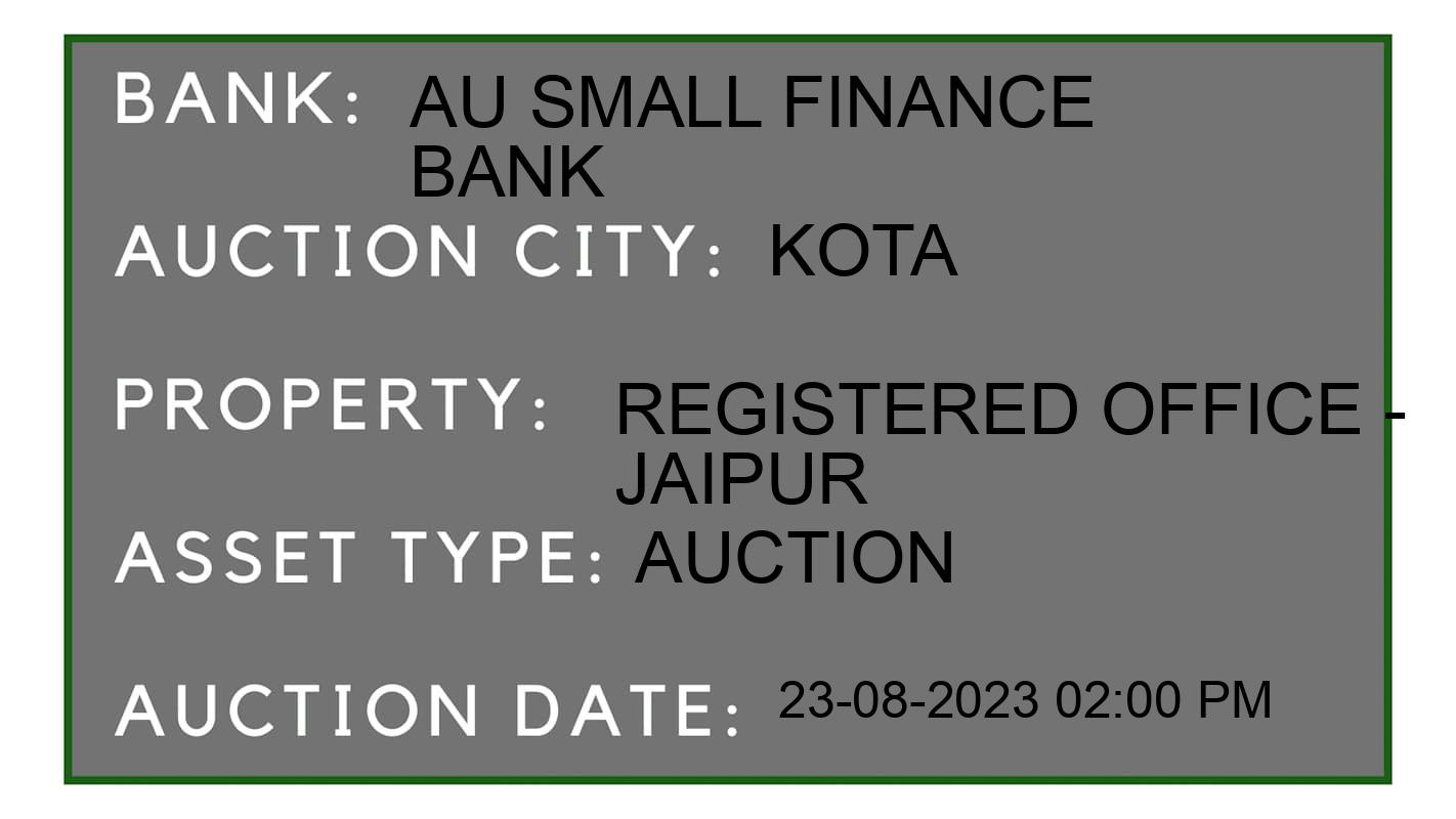 Auction Bank India - ID No: 168920 - AU Small Finance Bank Auction of 