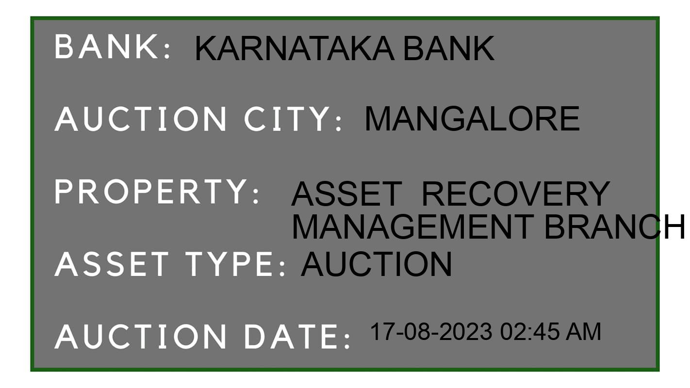 Auction Bank India - ID No: 169639 - Karnataka Bank Auction of 