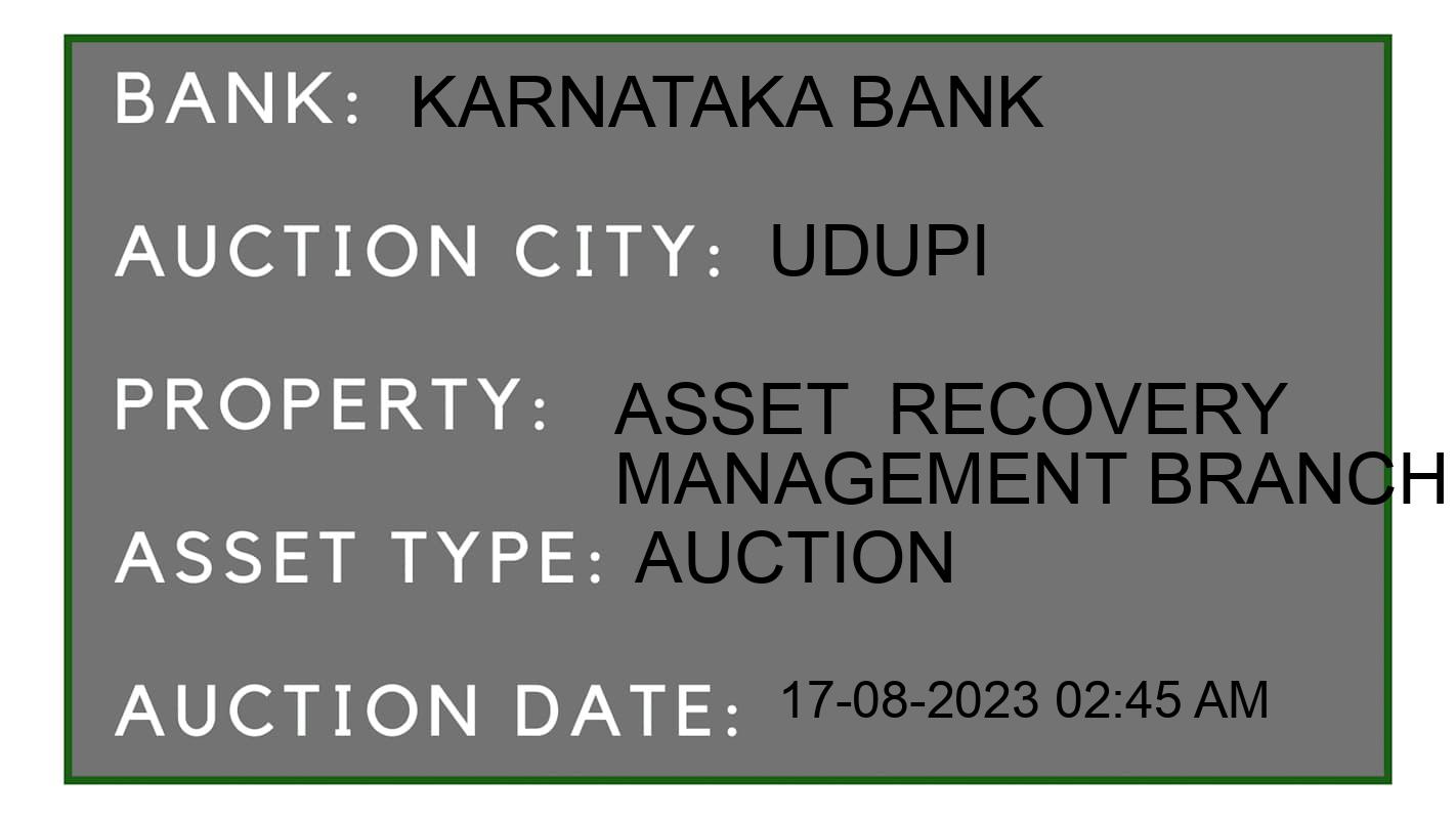 Auction Bank India - ID No: 169642 - Karnataka Bank Auction of 
