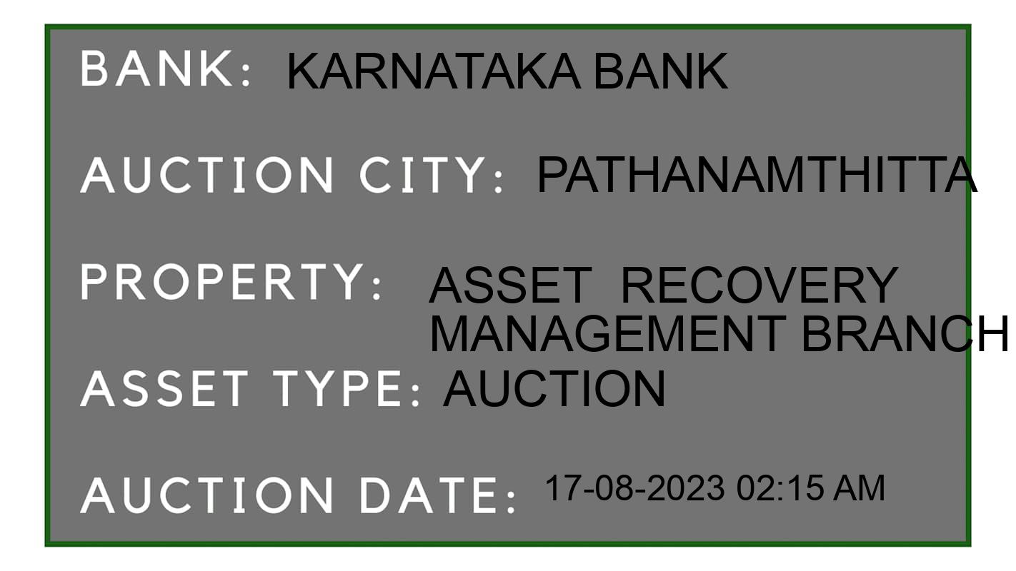 Auction Bank India - ID No: 170778 - Karnataka Bank Auction of 