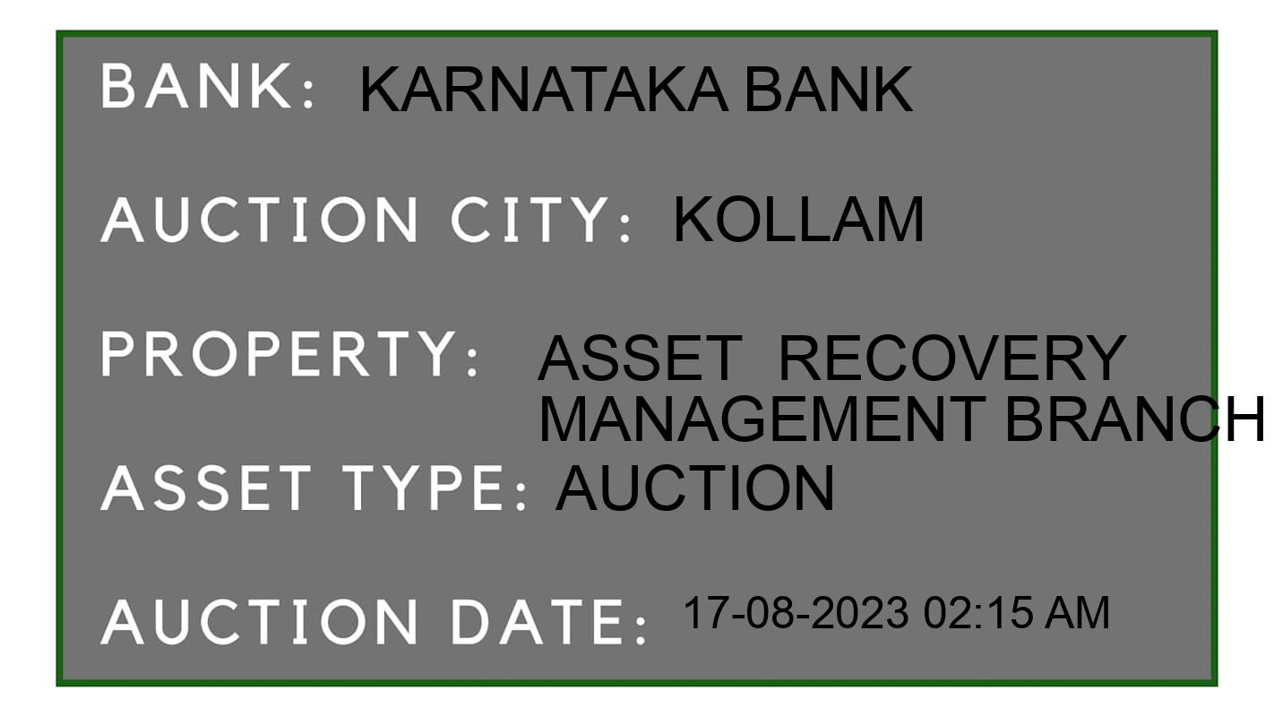 Auction Bank India - ID No: 170779 - Karnataka Bank Auction of 