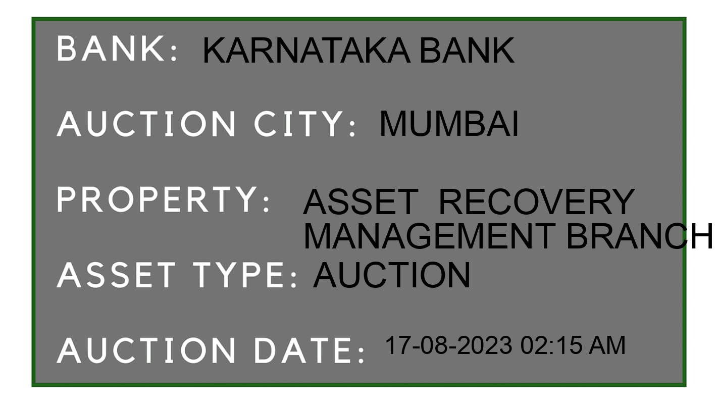 Auction Bank India - ID No: 170781 - Karnataka Bank Auction of 