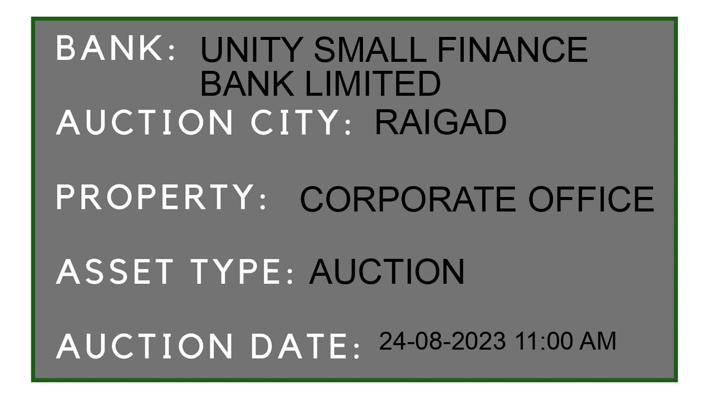 Auction Bank India - ID No: 171511 - UNITY SMALL FINANCE BANK LIMITED Auction of 