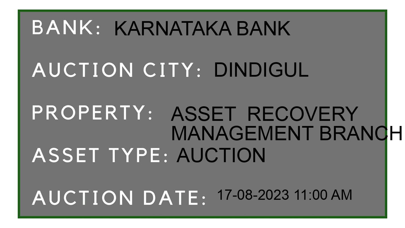 Auction Bank India - ID No: 175309 - Karnataka Bank Auction of Karnataka Bank Auctions for Plot in Vedasandur, Dindigul