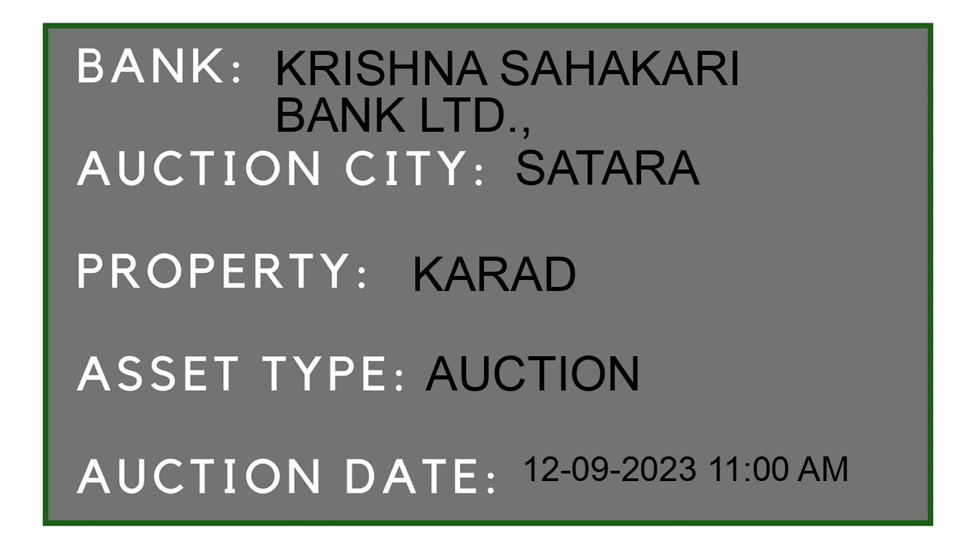 Auction Bank India - ID No: 175892 - KRISHNA SAHAKARI BANK LTD., Auction of KRISHNA SAHAKARI BANK LTD., Auctions for Plot in Karad, Satara