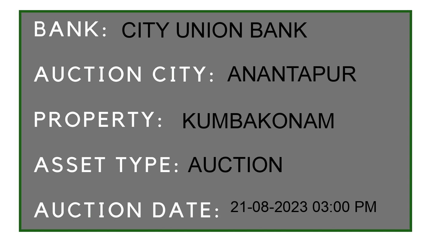 Auction Bank India - ID No: 175985 - City Union Bank Auction of City Union Bank Auctions for Plot in Anantapur, Anantapur