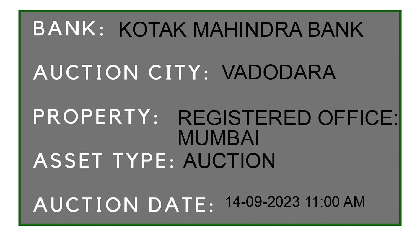 Auction Bank India - ID No: 177242 - Kotak Mahindra Bank Auction of Kotak Mahindra Bank Auctions for Commercial Office in Vadodara, Vadodara