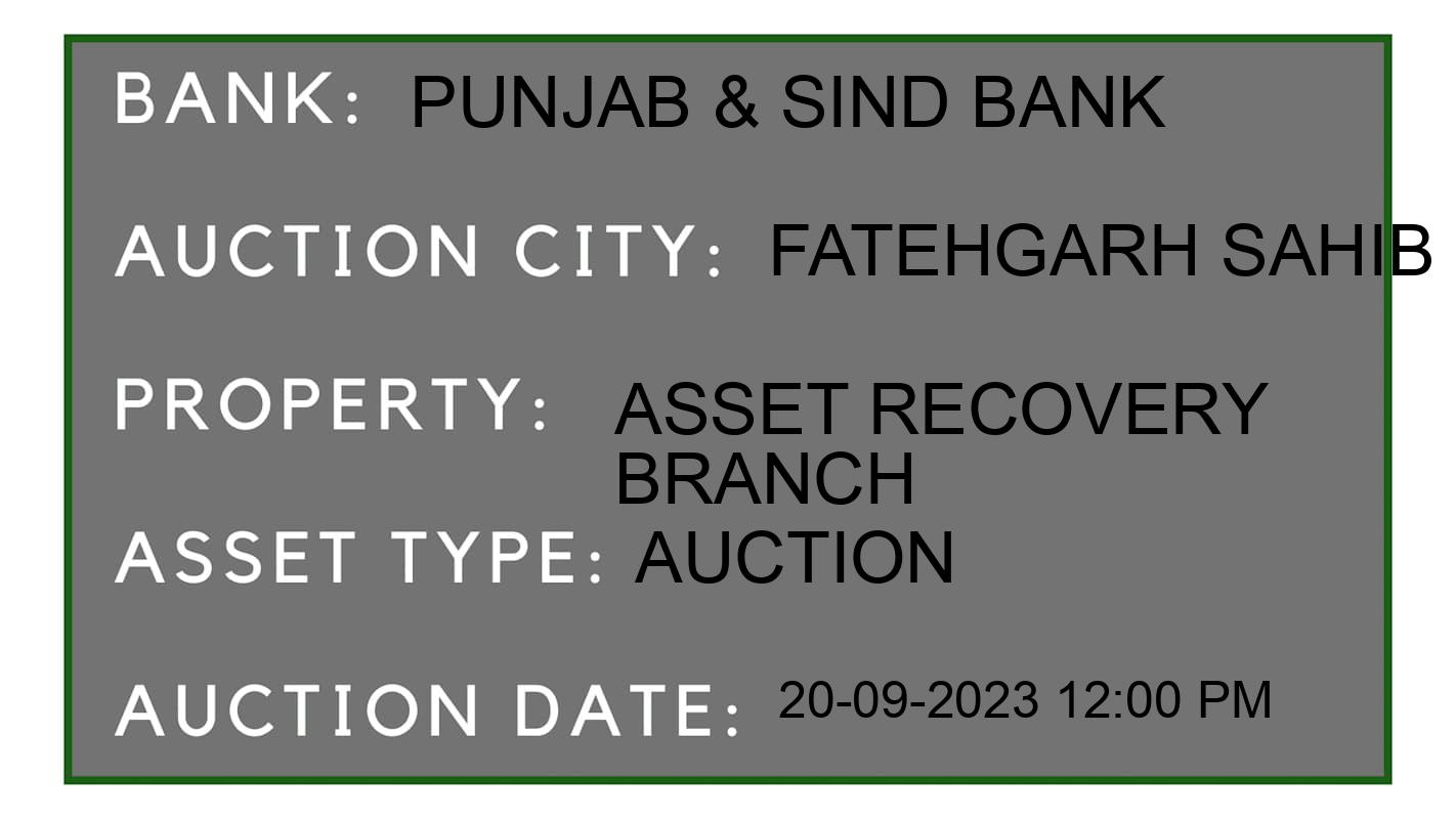 Auction Bank India - ID No: 177271 - Punjab & Sind Bank Auction of Punjab & Sind Bank Auctions for Land in Patarsi, Fatehgarh Sahib