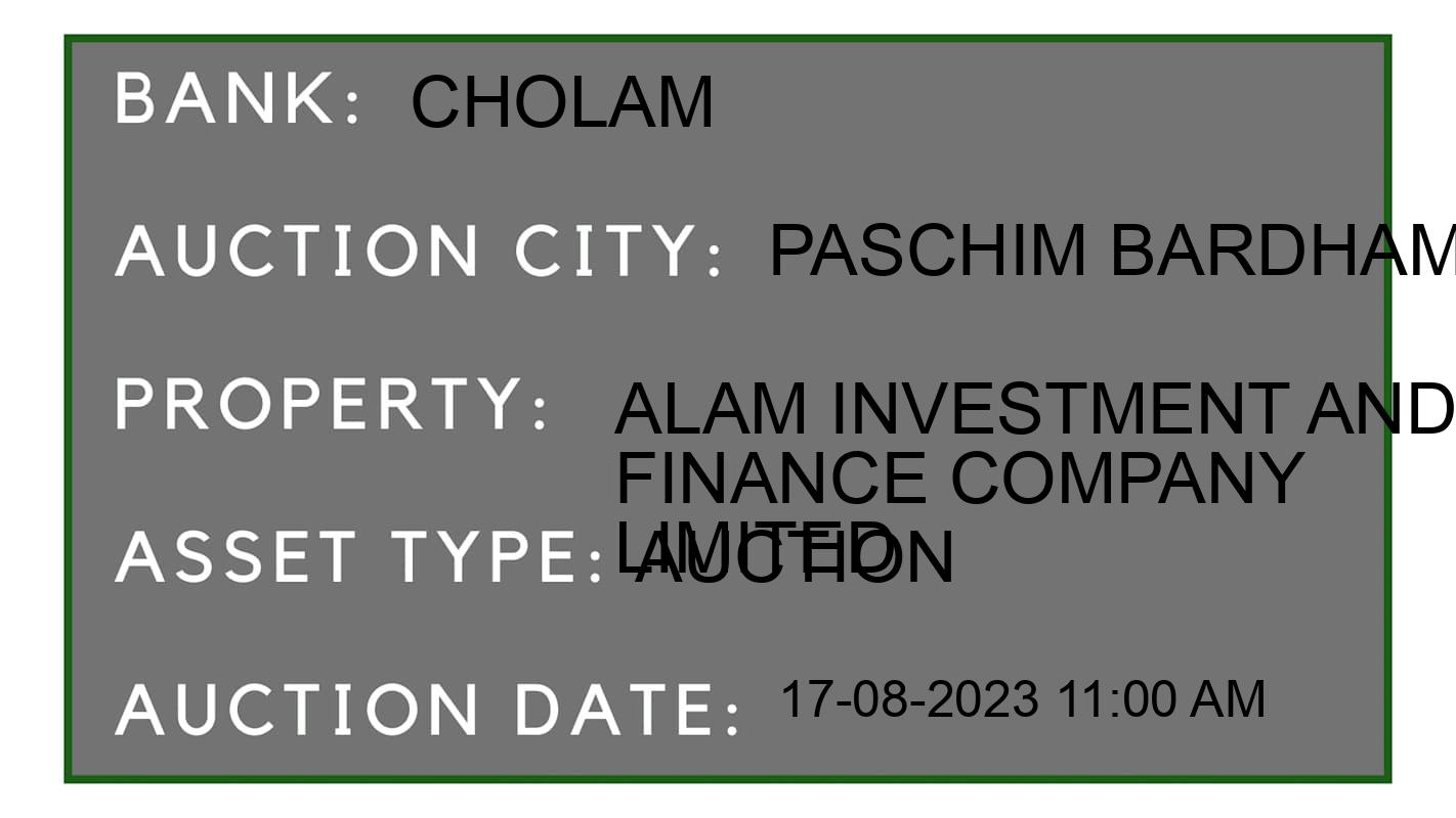 Auction Bank India - ID No: 177811 - Cholam Auction of Cholamandalam Investment And Finance Company Limited Auctions for Land And Building in Asansol, Paschim Bardhaman