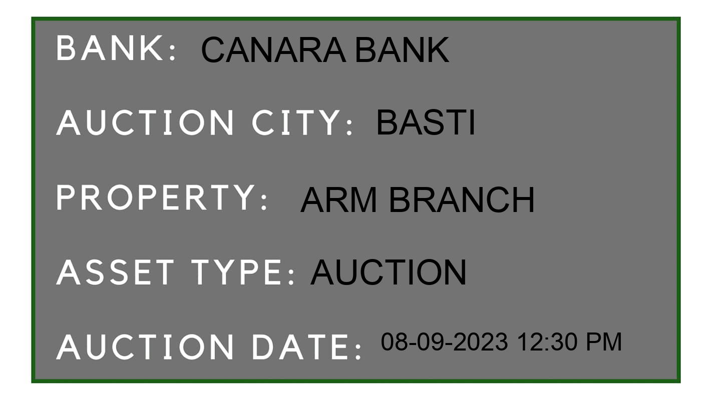 Auction Bank India - ID No: 178132 - Canara Bank Auction of Canara Bank Auctions for Plot in Pargana, Basti