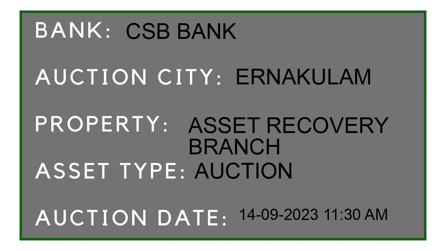 Auction Bank India - ID No: 178823 - CSB Bank Auction of CSB Bank Auctions for Plot in Kunnathunadu, Ernakulam
