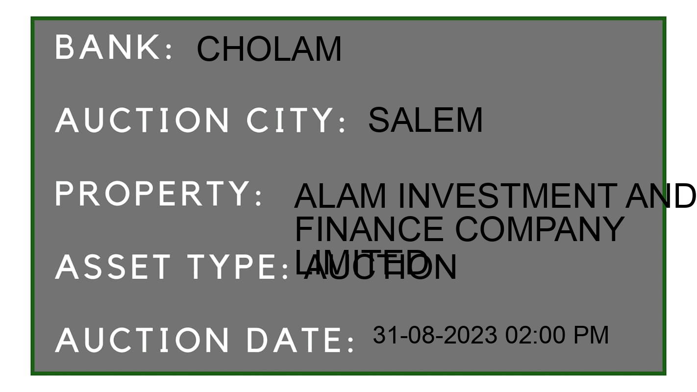 Auction Bank India - ID No: 179937 - Cholam Auction of Cholamandalam Investment And Finance Company Limited Auctions for Plot in Kannankurichi, Salem