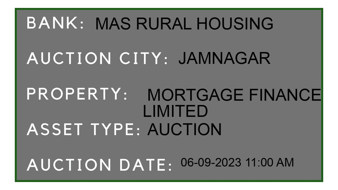 Auction Bank India - ID No: 180637 - MAS Rural Housing  Auction of MAS Rural Housing and Mortgage Finance Limited Auctions for Plot in Jamnagar, Jamnagar